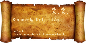 Körmendy Krisztián névjegykártya